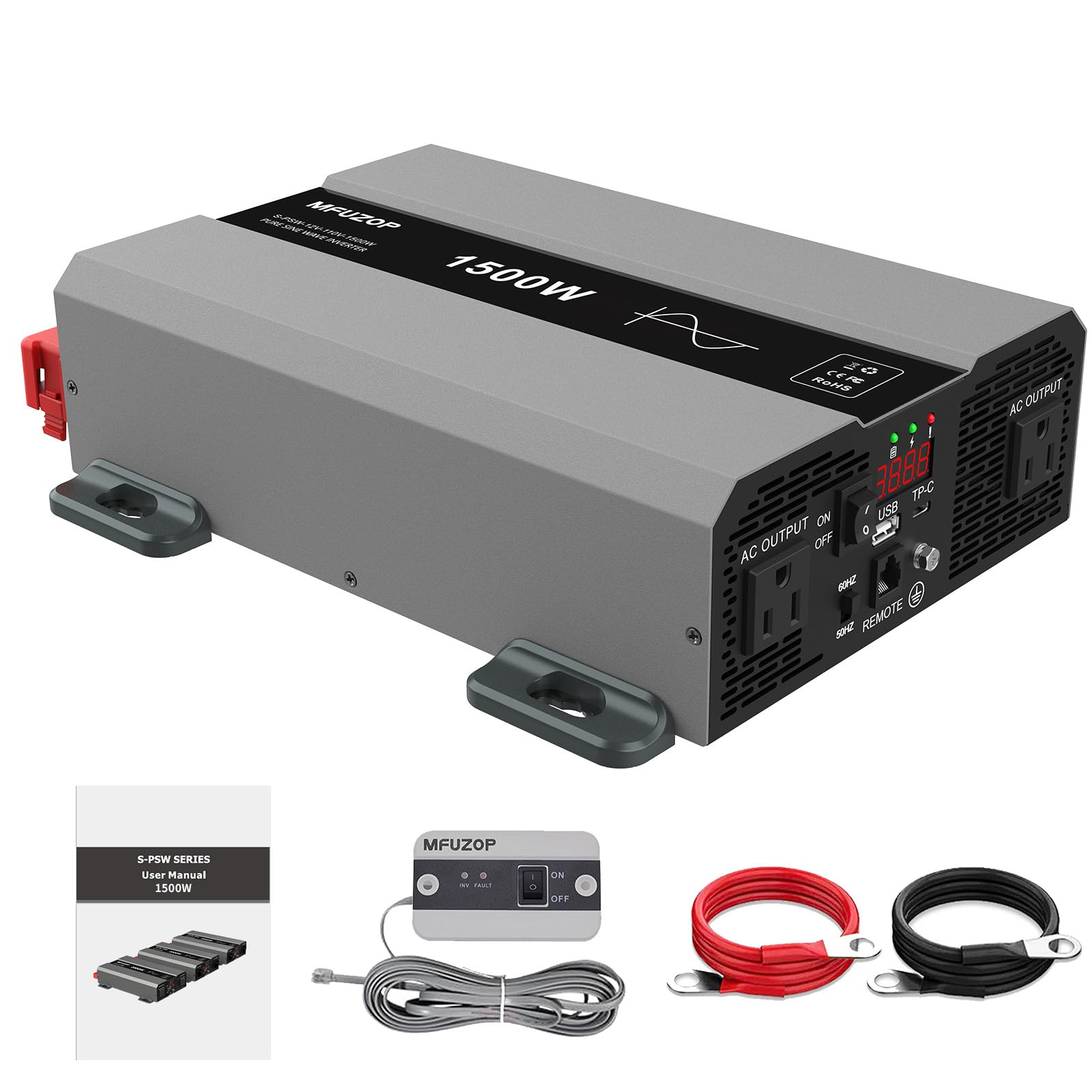 Amazon.co.jp: 12V1500W 純正弦波 インバーター 正弦波3000W（瞬間出力